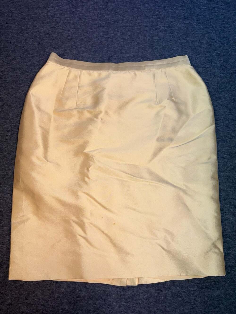 Rickie Freeman Teri Jon Nites Gold Silk Wool Bow Back Pencil Skirt Size 16